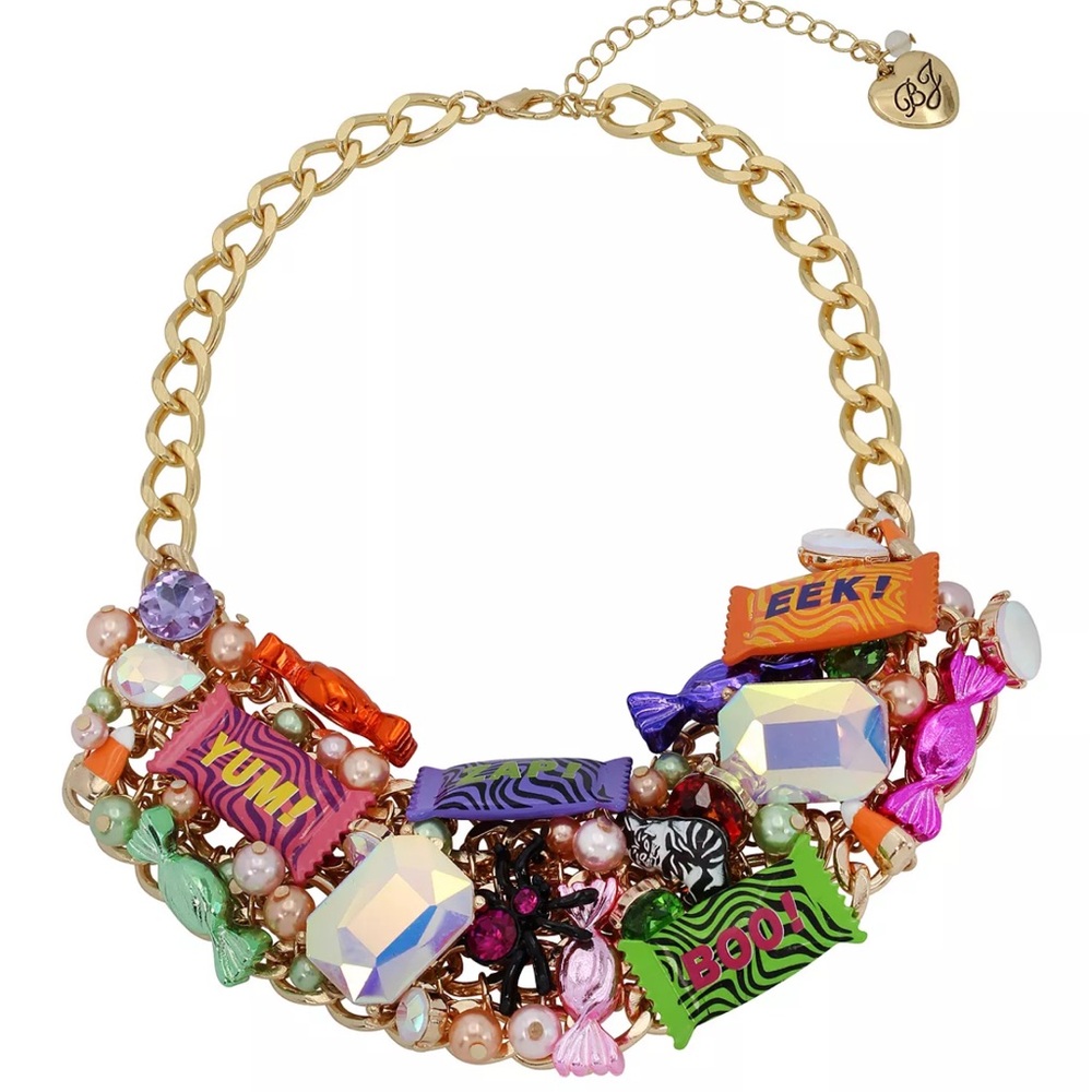 NWT Betsey Johnson Faux Stone Candy Statement Bib Necklace